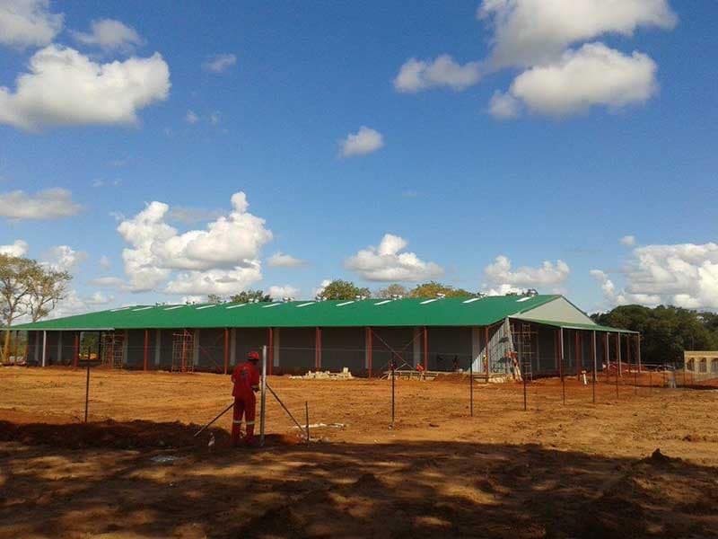Steel product store with verandahs supplied to a ruby mine in Mozambique