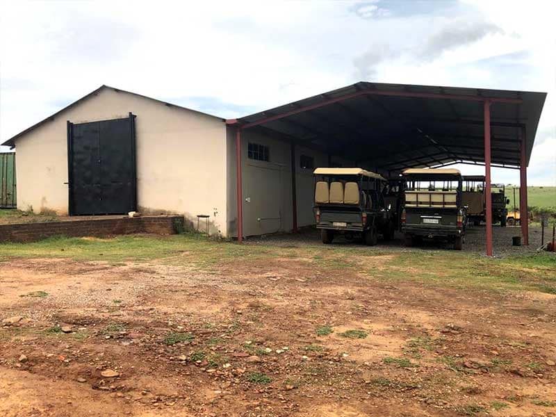 Steel sideways extension built at a lodge for covered vehicle parking