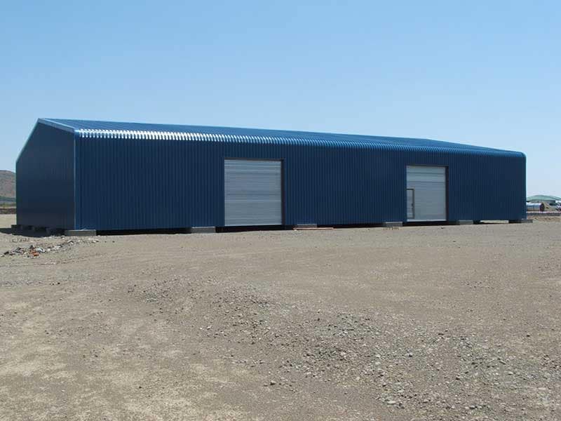 20 by 40 metre steel warehouse structure with cladding and roller shutter doors