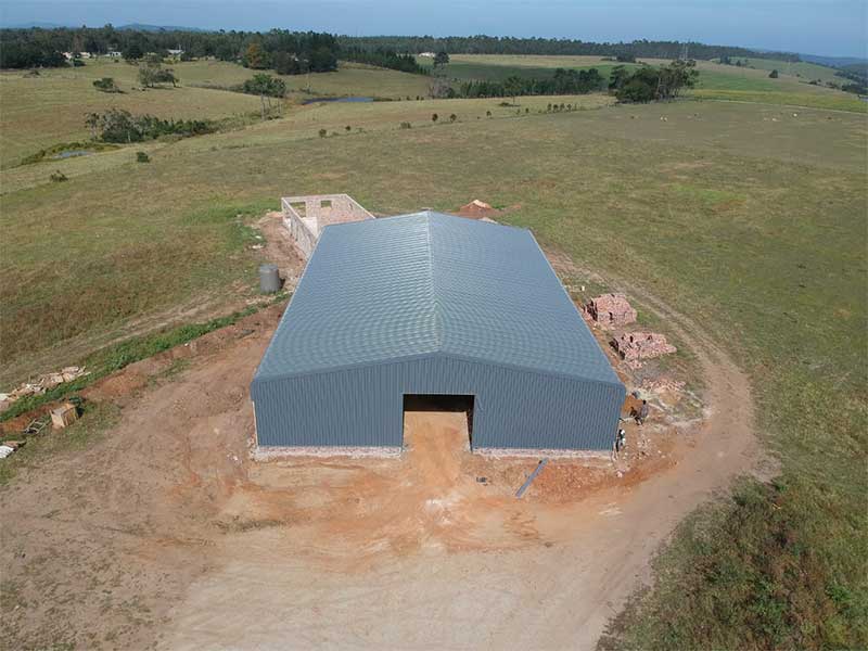 steel structure with cladding and doors